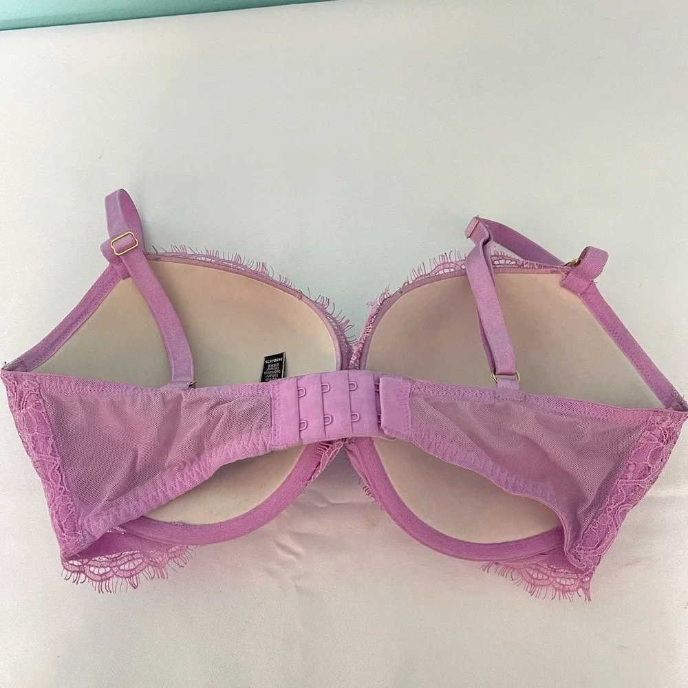 VICTORIA'S SECRET DREAM ANGEL DEMI BRA 34DD BLING  Gold Chain Pink LACE H-15‎